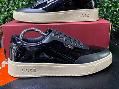 Men's Boss Casual Sneakers With a Patent Finish black